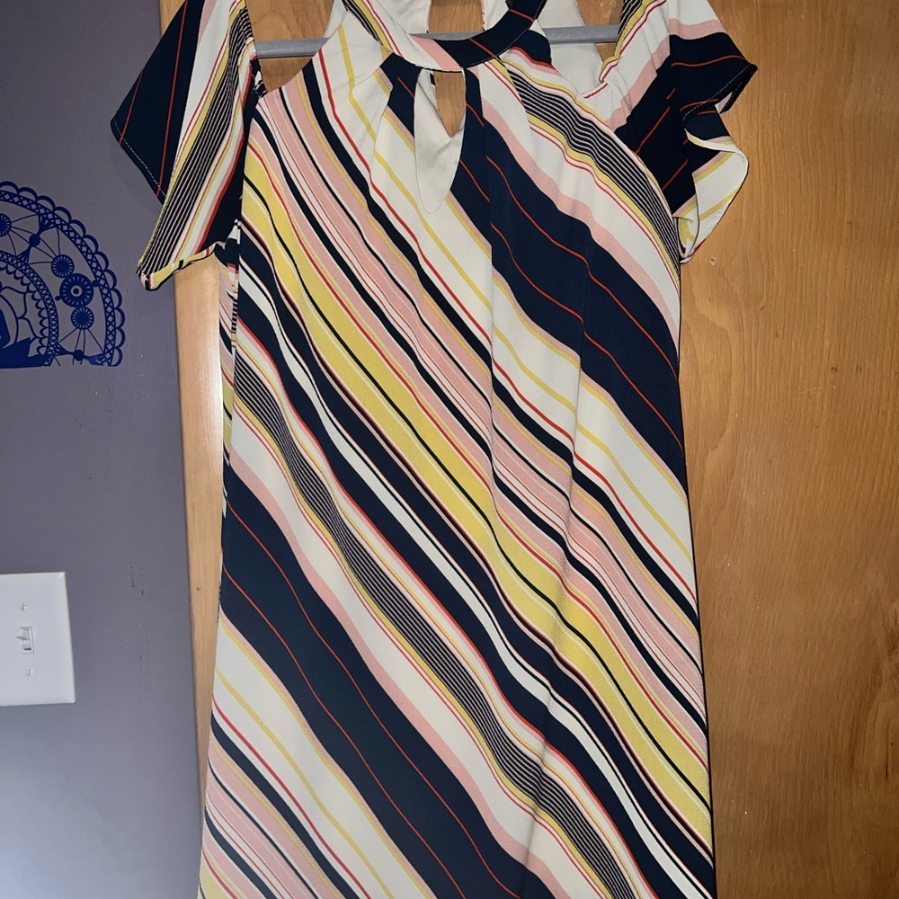 Lily Rose Navy and Red Striped Dress